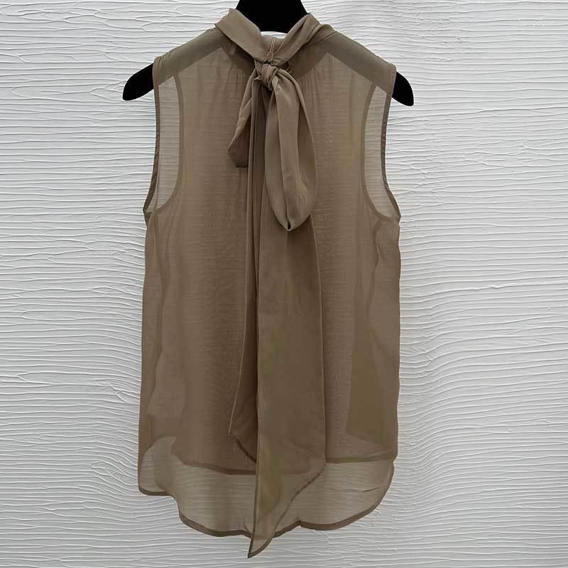 Women's T Shirts 23Fashion Solid Sleeveless Blouse Runway Simple Round Neck Bow Tie Loose Silk Tops Eleagnt Chic Women High End Clothes, Khaki
Women's T Shirts 23Fashion Solid Sleeveless Blouse Runway Simple Round Neck Bow Tie Loose Silk Tops Eleagnt Chic Women High End Clothes, Khaki