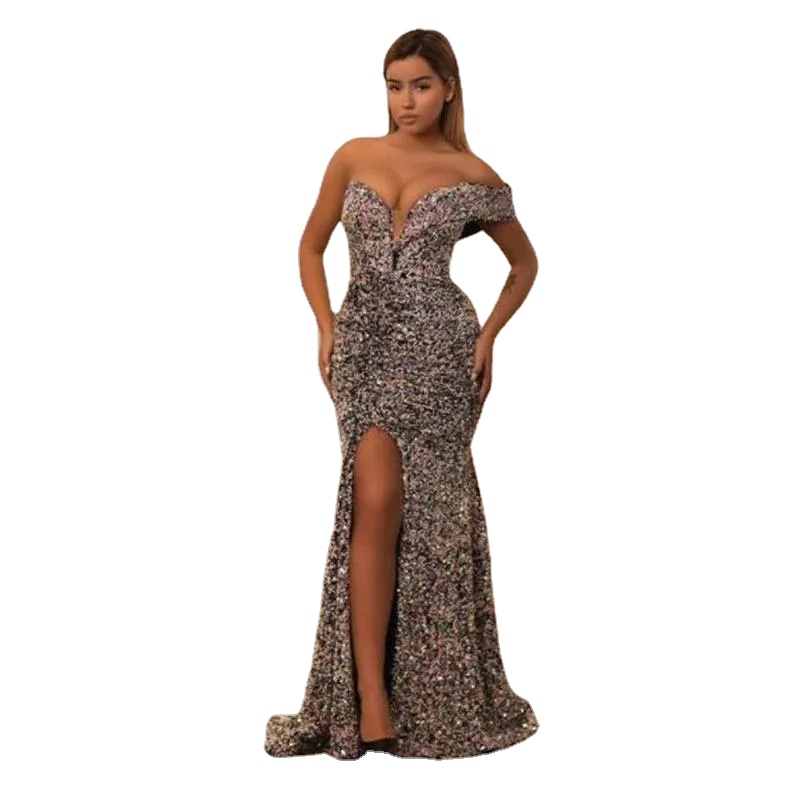 Glitter Sequin Mermaid Prom Dresses Side Slit Formal Gowns Saudi Arabic Party Night Vestidos De Noite Evening Gowns, Silver
Glitter Sequin Mermaid Prom Dresses Side Slit Formal Gowns Saudi Arabic Party Night Vestidos De Noite Evening Gowns, Silver
