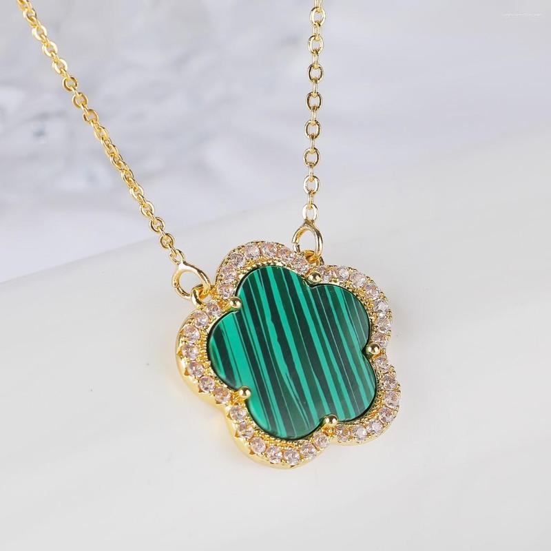 Pendant Necklaces Fashion Natural Stones Four-Heart Clover Necklace Pink Red Blue Lucky Grass Clavicle Chain Women Girl Choker
Pendant Necklaces Fashion Natural Stones Four-Heart Clover Necklace Pink Red Blue Lucky Grass Clavicle Chain Women Girl Choker