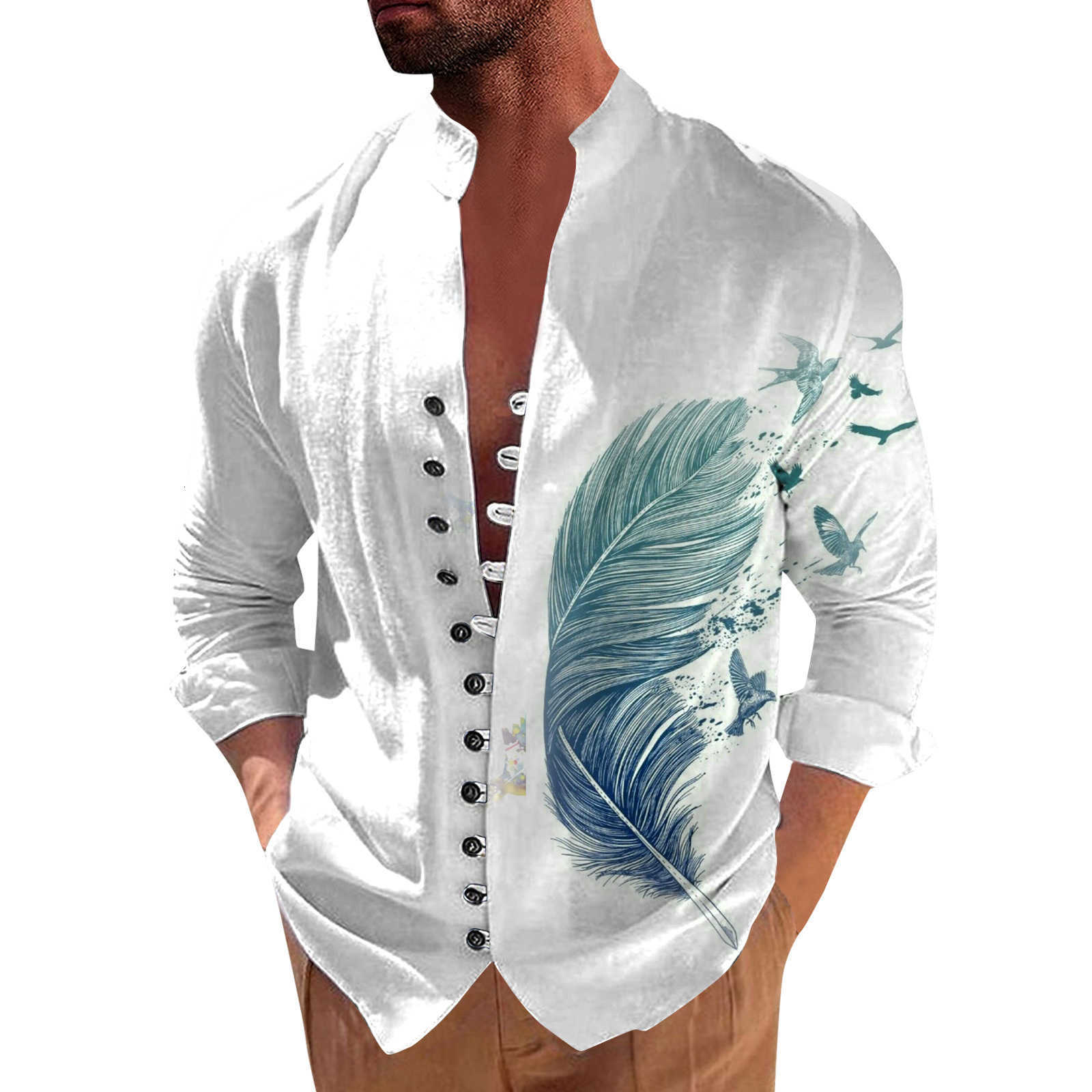 2023 New Men's Shirts Fashion Printed Standing Collar Street Fashion Style 3d Feather Printed Long Sleeve Shirt, Dhx236208
2023 New Men's Shirts Fashion Printed Standing Collar Street Fashion Style 3d Feather Printed Long Sleeve Shirt, Dhx236208
