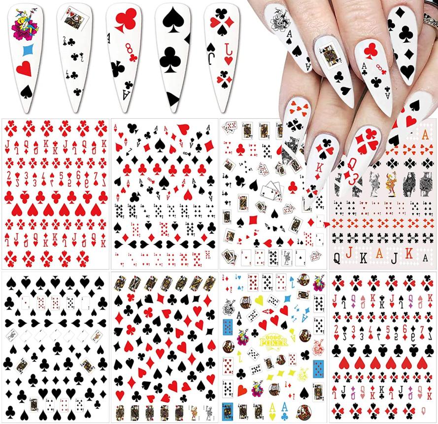 Poker Nail Art Sticker Decals 3D Fashion Playing Cards Designer Red Heart Diamond Spades Geometric Letter Stickers6692219, Light yellow
Poker Nail Art Sticker Decals 3D Fashion Playing Cards Designer Red Heart Diamond Spades Geometric Letter Stickers6692219, Light yellow