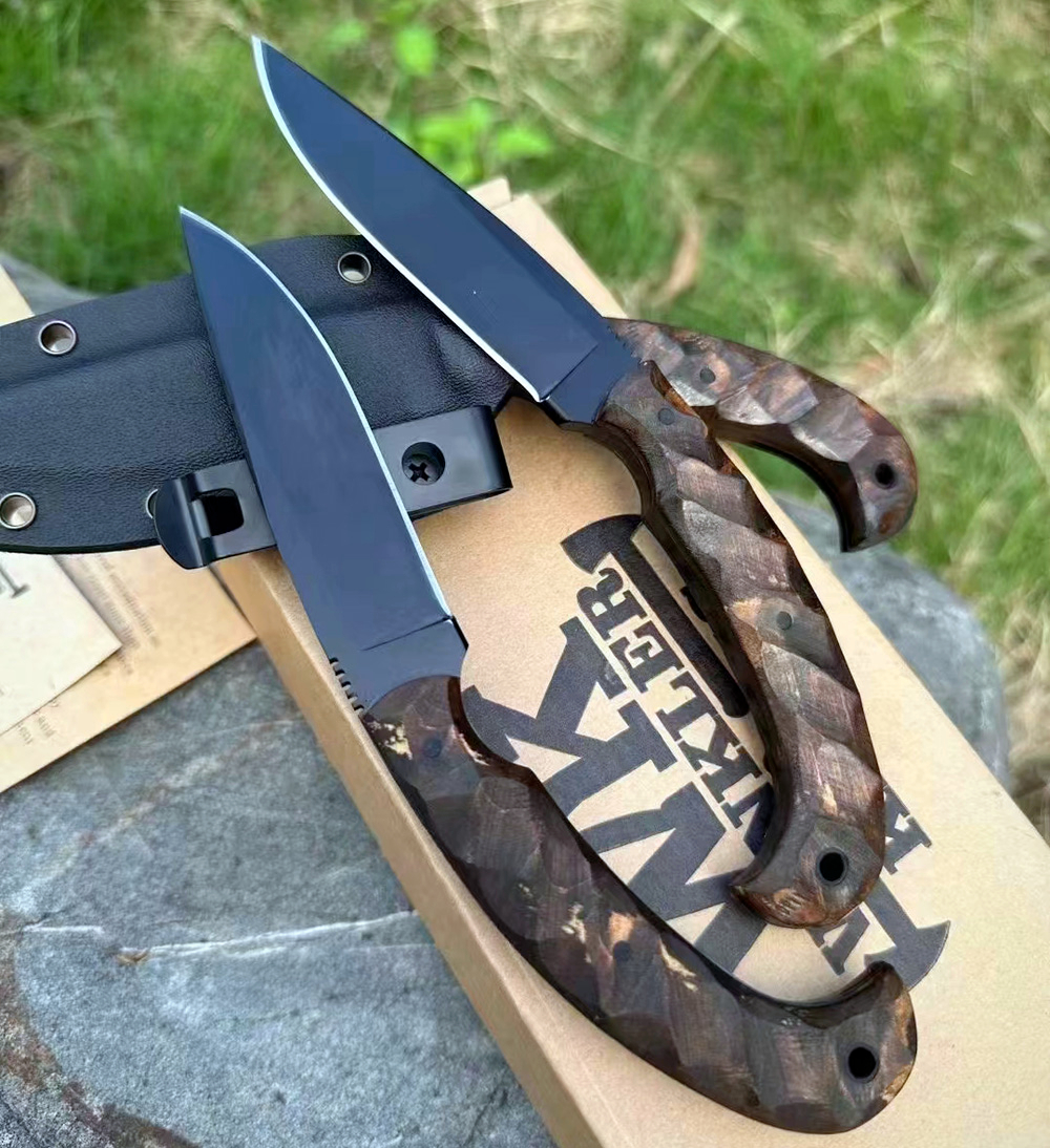 Promotion H2368 Outdoor Survival knife Tactical Knife 80Crv2 Vacuum Heat Treatment Drop Point Blade Full Tang Indian Maple Handle Fixed Blade Knives w
