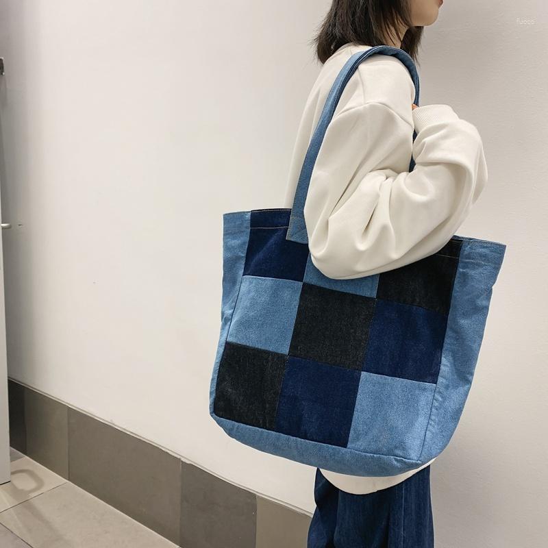 Evening Bags Plaid Denim Handbags For Women Canvas Tote Shoulder Bag Female Jeans Big Shopping Eco Korean High Quality Hand Purses, Light blue bag
Evening Bags Plaid Denim Handbags For Women Canvas Tote Shoulder Bag Female Jeans Big Shopping Eco Korean High Quality Hand Purses, Light blue bag