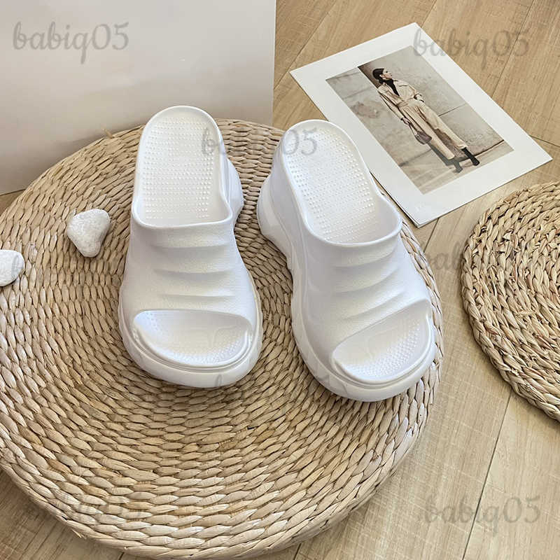 Slippers 2024 Summer Platform Wedge Sandals Black Outside Wearings Slides Beach Wearing Slippers T241114