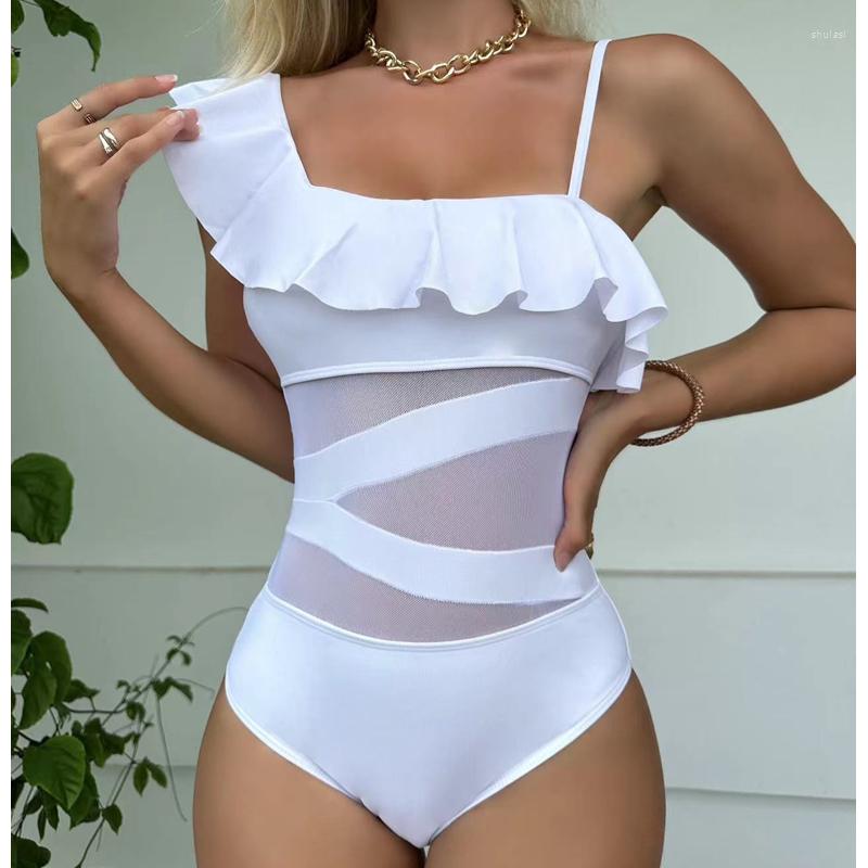 Women' Swimwear Womens Sexy One Piece Bathing Suit Ruffle Shoulder Monokini Swimsuits Contrast Mesh, Black
Women' Swimwear Womens Sexy One Piece Bathing Suit Ruffle Shoulder Monokini Swimsuits Contrast Mesh, Black