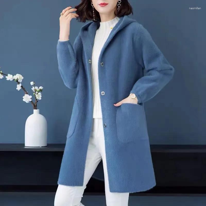 Women's Knits Autumn Winter Imitation Mink Cashmere Coat Women Fashion Mid-Length Hooded Knit Outerwear Warm Cardigan Female Clothes H2658, Blue
Women's Knits Autumn Winter Imitation Mink Cashmere Coat Women Fashion Mid-Length Hooded Knit Outerwear Warm Cardigan Female Clothes H2658, Blue