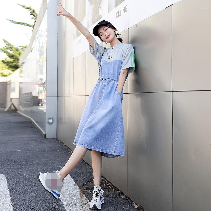 Party Dresses Casual Summer Denim Spliced Midi Dress Office Lady Loose Pullover A-Line Preppy Style Outdoor Short Sleeve -XL, As photos
Party Dresses Casual Summer Denim Spliced Midi Dress Office Lady Loose Pullover A-Line Preppy Style Outdoor Short Sleeve -XL, As photos