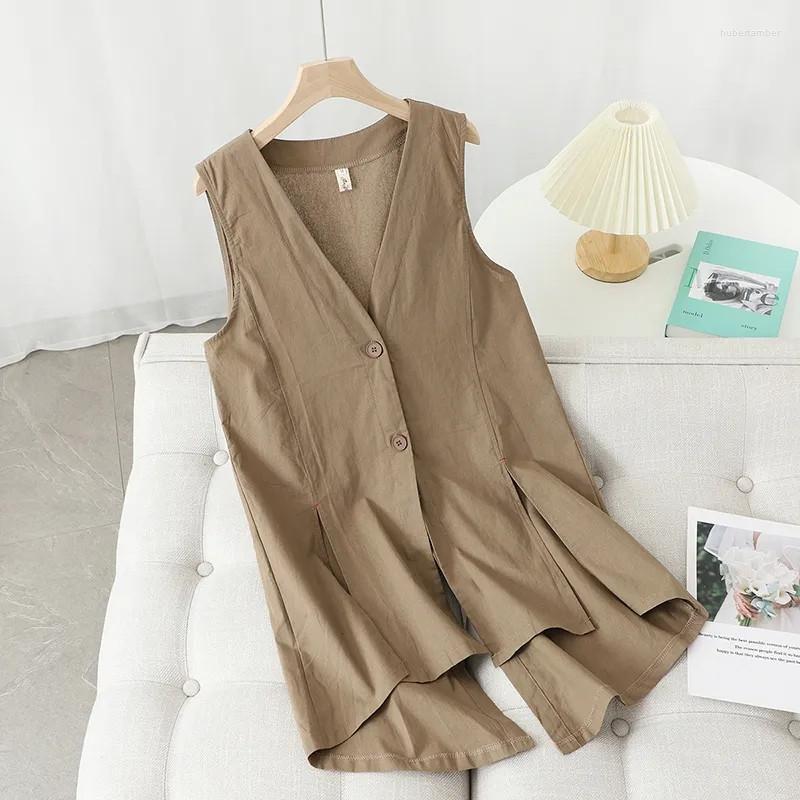 Women's Vests Fashion Women Cotton Linen Vest Long Style Elastic Waist Slim Elegant Office Female Tops Khaki White Black Jackets Outerwear
Women's Vests Fashion Women Cotton Linen Vest Long Style Elastic Waist Slim Elegant Office Female Tops Khaki White Black Jackets Outerwear