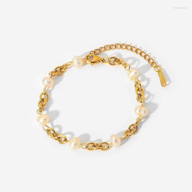Link Bracelets Chain Natural Freshwater Pearl Dainty Bangles Fashion 18k Gold Stainless Steel Women Luxury Jewelry Gift Raym22
Link Bracelets Chain Natural Freshwater Pearl Dainty Bangles Fashion 18k Gold Stainless Steel Women Luxury Jewelry Gift Raym22