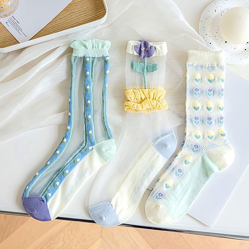 Fashion Summer Women Socks Ultra-thin Transparent Flower Glass Silk Socks Japanese Kawaii Cute Lace Ruffle Crystal Silk Socks
Fashion Summer Women Socks Ultra-thin Transparent Flower Glass Silk Socks Japanese Kawaii Cute Lace Ruffle Crystal Silk Socks