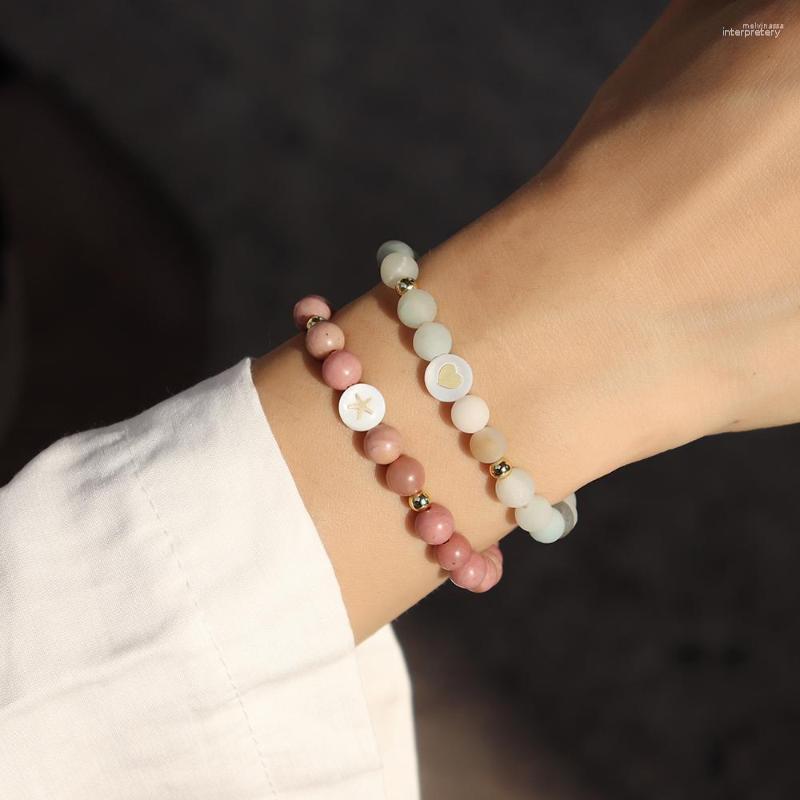 Strand 2023 Classic Heart Star Charm Bracelet Women Handmade 6mm Pink Stone Bead For Jewelry Gift
Strand 2023 Classic Heart Star Charm Bracelet Women Handmade 6mm Pink Stone Bead For Jewelry Gift