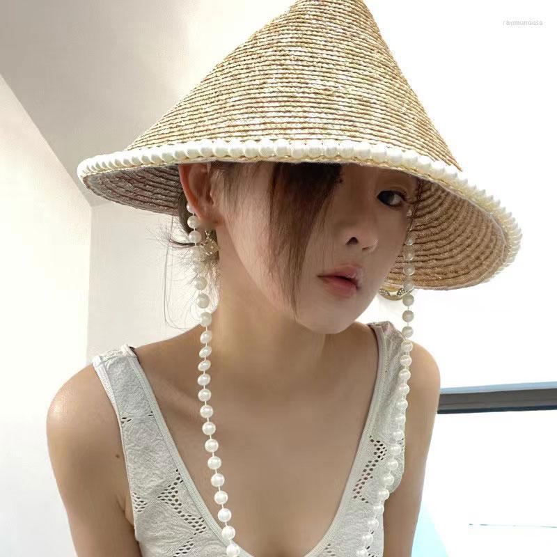 Wide Brim Hats Spring And Summer Hand-woven Wheat Straw Hat Pearl Chain Bucket For Women Fisherman Ladies Fashion Sunhat, As show
Wide Brim Hats Spring And Summer Hand-woven Wheat Straw Hat Pearl Chain Bucket For Women Fisherman Ladies Fashion Sunhat, As show