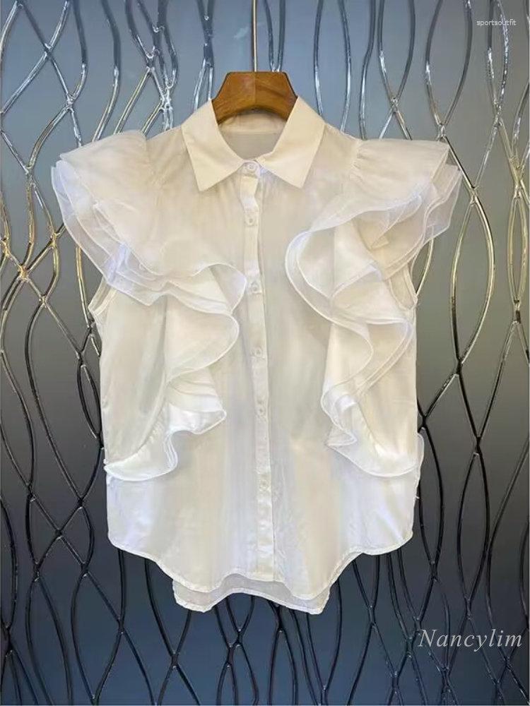 Women's Blouses Korean Fashion Ruffles Stitching Sleeveless Shirt For Women 2023 Summer Temperament Slimming White Cotton Blusas Mujer, Black
Women's Blouses Korean Fashion Ruffles Stitching Sleeveless Shirt For Women 2023 Summer Temperament Slimming White Cotton Blusas Mujer, Black