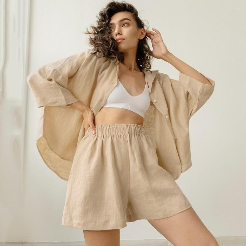 Women' Sleepwear Shirt Shorts Suit Pajamas Set Long Sleeve Lapel Nightwear Sleep Solid Color Homewear Cotton Comfort 2Pcs Lounge, Blue
Women' Sleepwear Shirt Shorts Suit Pajamas Set Long Sleeve Lapel Nightwear Sleep Solid Color Homewear Cotton Comfort 2Pcs Lounge, Blue