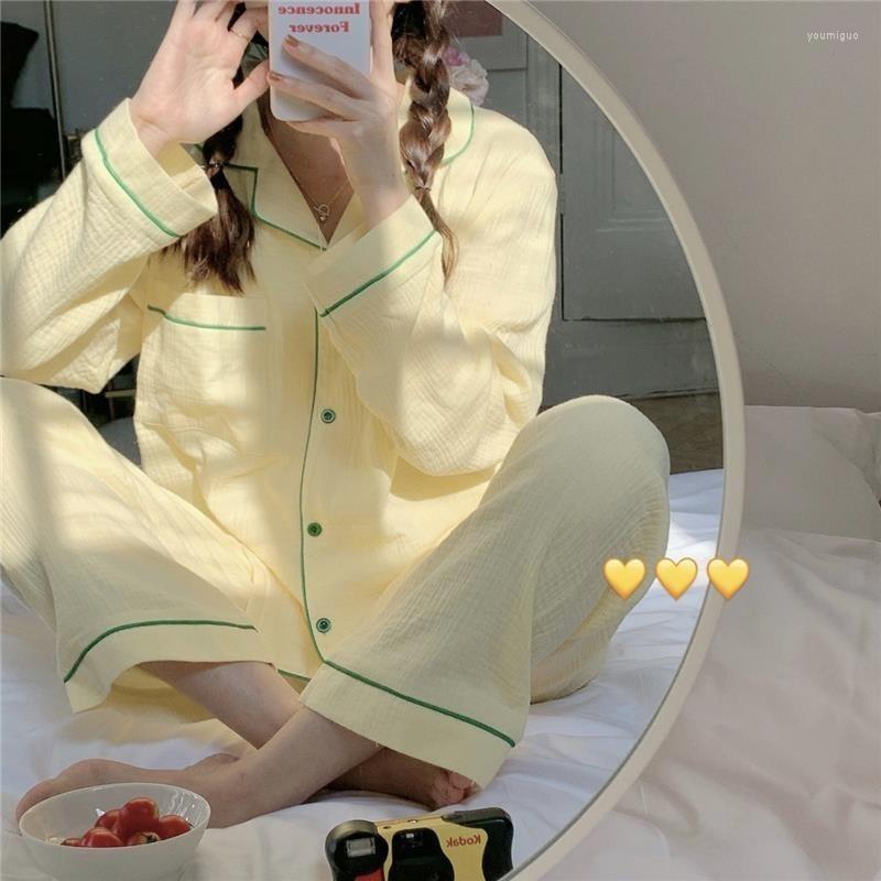 Women's Sleepwear Women's Pajamas Cotton Yarn Korean Female Set Woman 2 Pieces Nightwear Solid Color Pijama Spring Pyjamas Home Suit, Blue
Women's Sleepwear Women's Pajamas Cotton Yarn Korean Female Set Woman 2 Pieces Nightwear Solid Color Pijama Spring Pyjamas Home Suit, Blue