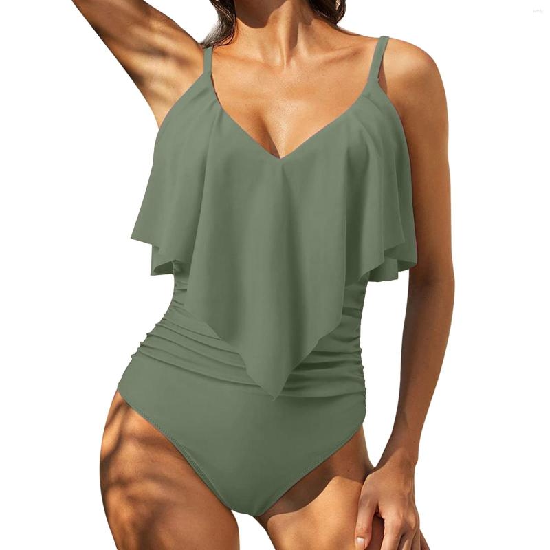 Women's Swimwear Women One Piece Sexy Slimming Single Layer Ruffle Dolid Color Suspender Swimsuit Summer Beach Bikini Bodysuit, Blue
Women's Swimwear Women One Piece Sexy Slimming Single Layer Ruffle Dolid Color Suspender Swimsuit Summer Beach Bikini Bodysuit, Blue