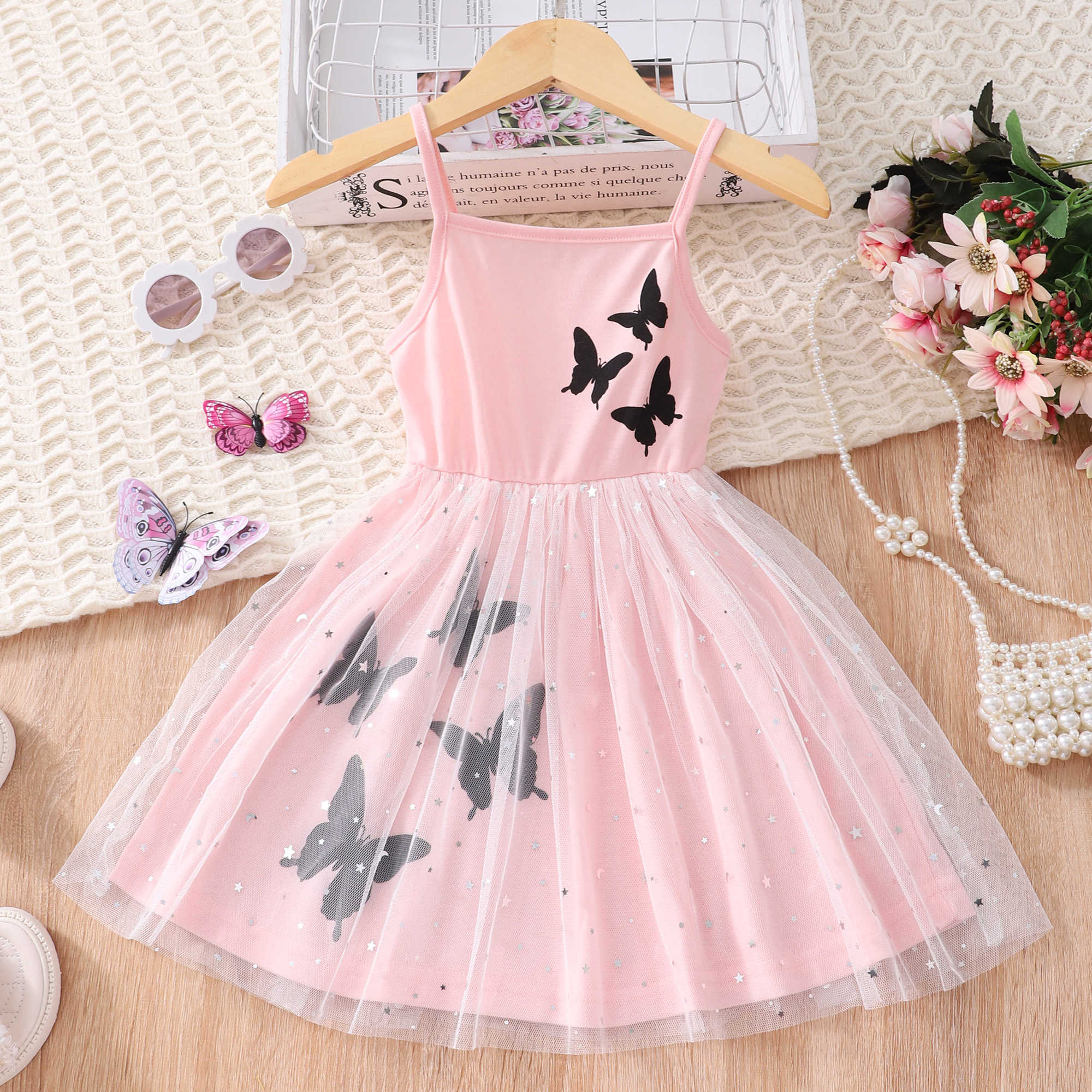 Girl's Dresses Girls' Summer Fashion Casual Sleeveless Strap Butterfly Mesh Dress Cotton Cartoon Splicing Mesh Party Princess Dresses AA230531, Pink
Girl's Dresses Girls' Summer Fashion Casual Sleeveless Strap Butterfly Mesh Dress Cotton Cartoon Splicing Mesh Party Princess Dresses AA230531, Pink