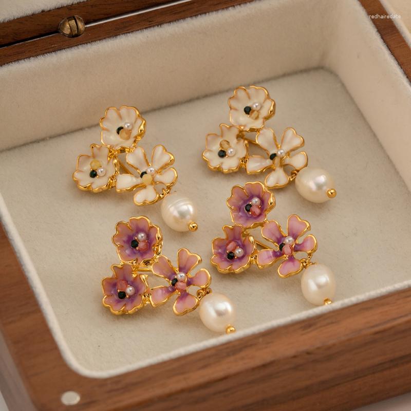 Dangle Earrings Minar Lovely Pink Purple White Gradient Enamel Flower Women 18K Real Gold Plated Brass Freshwater Pearl Earring
Dangle Earrings Minar Lovely Pink Purple White Gradient Enamel Flower Women 18K Real Gold Plated Brass Freshwater Pearl Earring