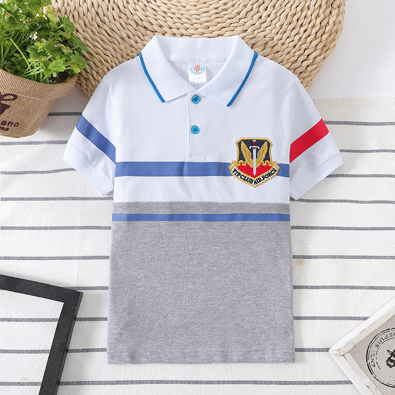 Kids Shirts Child Summer Clothing Cotton Boys Collar Polo Shirt Kids Tops Teenagers t shirts Lapel Embroidery Fabric Tee baby 3-14age Clothe 230620
