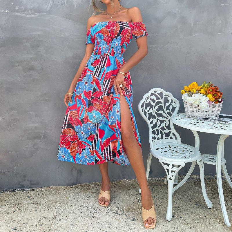 Party Dresses Sexy Off The Shoulder Flower Print Elegant Fashion Backless Split Bohemian Dress Women' Slim Pleated Beach Long, Blue
Party Dresses Sexy Off The Shoulder Flower Print Elegant Fashion Backless Split Bohemian Dress Women' Slim Pleated Beach Long, Blue