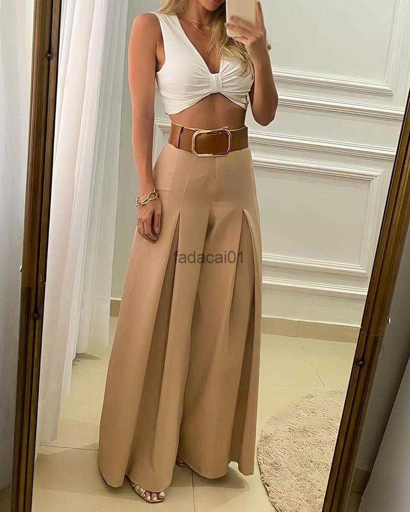 2023 Womens Long Trousers Elegant Ladies Office Wear Casual Slim Fit High Waisted Ruched Pleated Wide Leg Pants Without Belt L230621, Black
2023 Womens Long Trousers Elegant Ladies Office Wear Casual Slim Fit High Waisted Ruched Pleated Wide Leg Pants Without Belt L230621, Black
