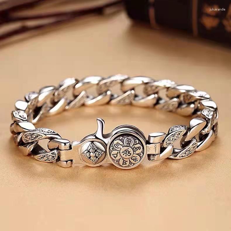Link Bracelets Bracelet For Men Pure Six-character Mantra Rotatable Wide Men's Retro Jewelry Gift
Link Bracelets Bracelet For Men Pure Six-character Mantra Rotatable Wide Men's Retro Jewelry Gift