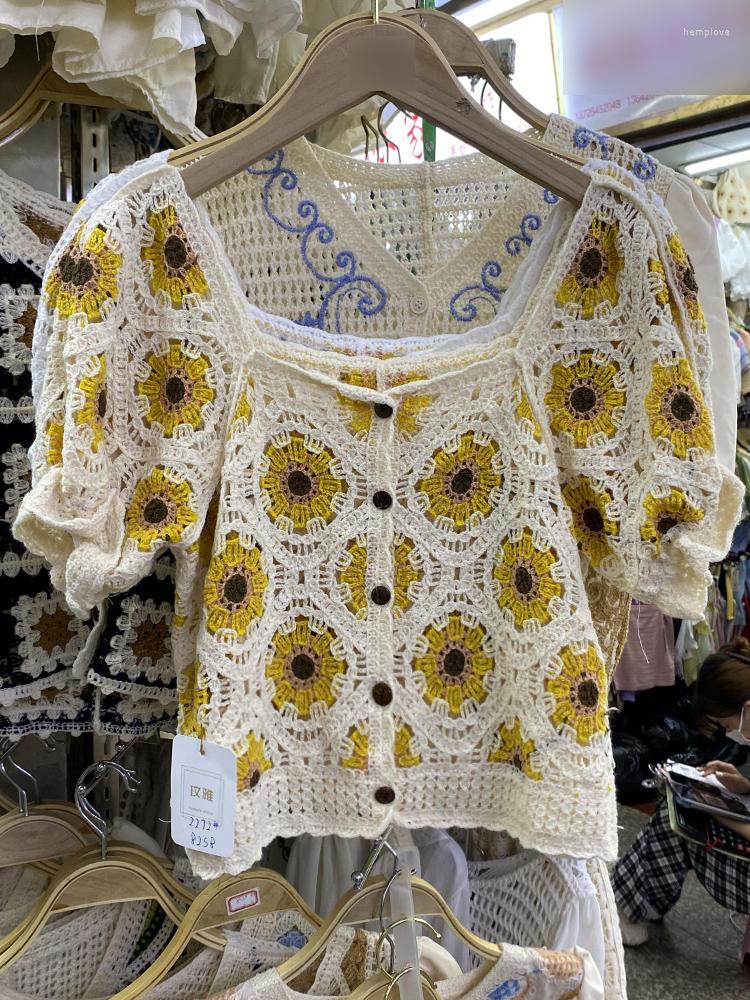 Women's T Shirts Floral Knit Short Sleeve Crochet Top For Women Summer Beach Hollow Out Ladies Crop Tops Femlae Square Collar T-shirts, White
Women's T Shirts Floral Knit Short Sleeve Crochet Top For Women Summer Beach Hollow Out Ladies Crop Tops Femlae Square Collar T-shirts, White