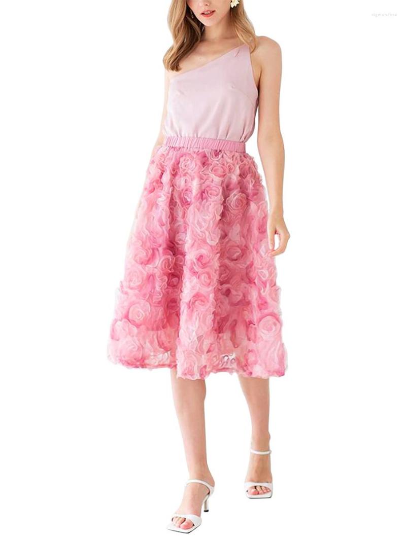

Skirts Chic And Feminine Tulle Midi Skirt With Elastic Waistband Flowy A-line Silhouette Tiered Layers For A Romantic, Pink