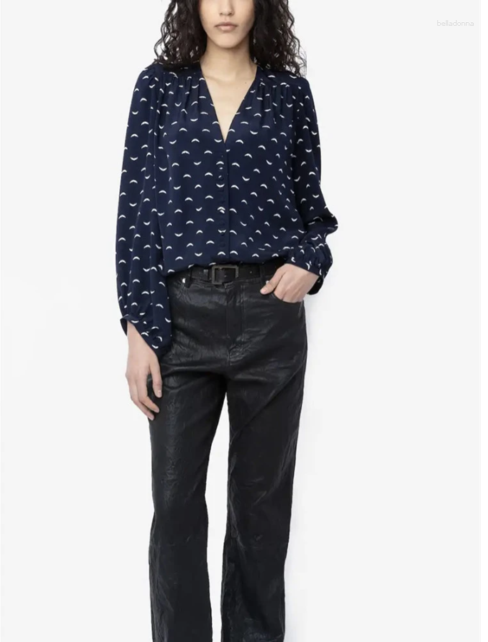 Women's Blouses Women Shirt Print Long Sleeve Single Breasted V-neck Loose Fit Silk Vintage
Women's Blouses Women Shirt Print Long Sleeve Single Breasted V-neck Loose Fit Silk Vintage