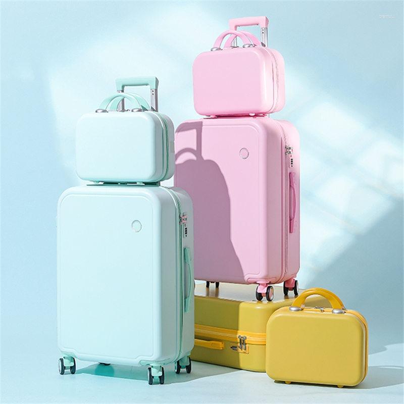 

Suitcases Spinner Rolling Luggage 20 Inch Trolley Bag 2pcs Suitcase Set On Wheels Travel Small Password Leather Case 24 Women
