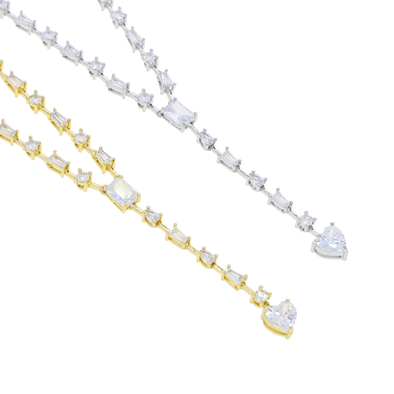 Iced Out Bg Micro Pave CZ Geometric Lariat Necklace for Women