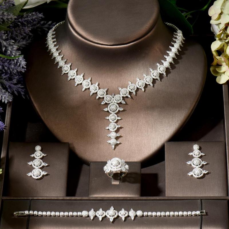 Necklace Earrings Set Fashion Cubic Zirconia 4pcs Neckalce And Earring Geometric Design Jewelry For Womrn Bridal Party Gift N-1830, Picture shown
Necklace Earrings Set Fashion Cubic Zirconia 4pcs Neckalce And Earring Geometric Design Jewelry For Womrn Bridal Party Gift N-1830, Picture shown