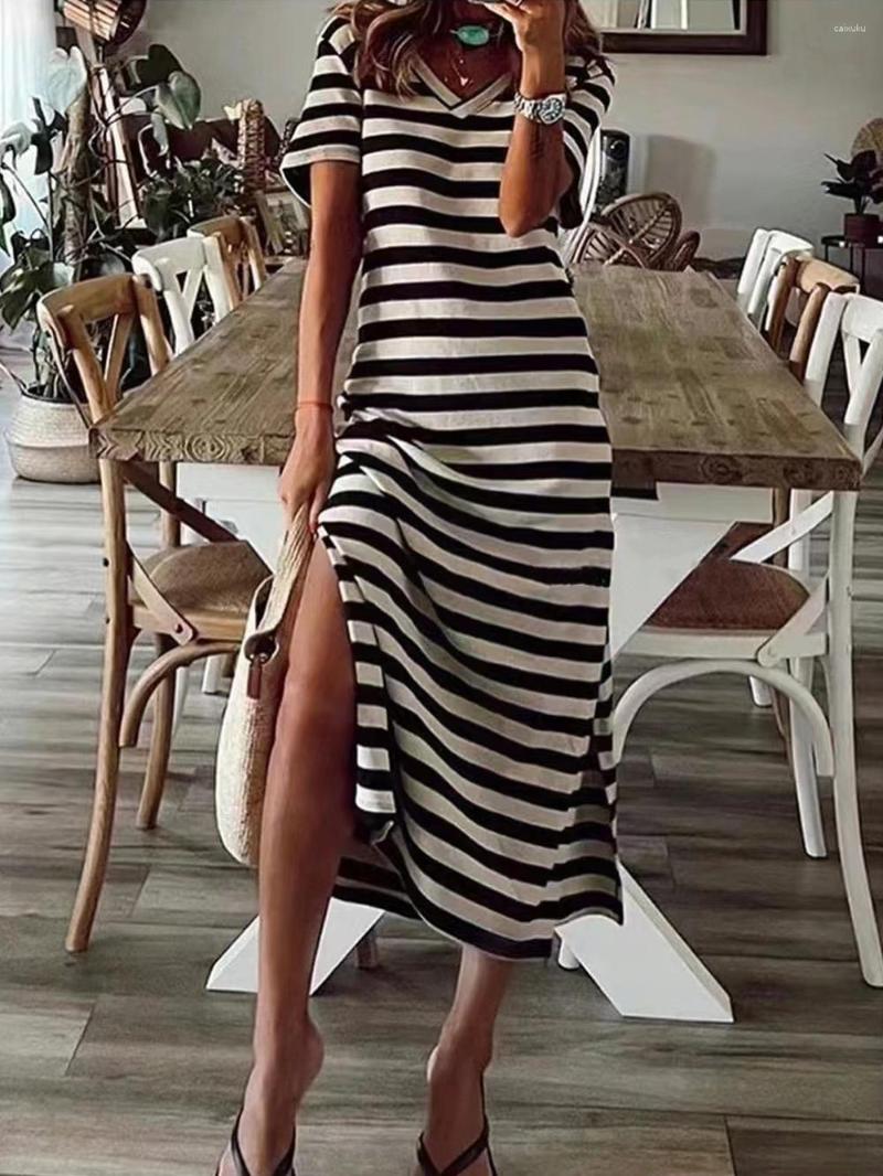 Party Dresses Modphy 2023 Summer Pullover Short Sleeve Women Dress Casual Striped Loose Split Pocket V Neck Ladies Female, Black
Party Dresses Modphy 2023 Summer Pullover Short Sleeve Women Dress Casual Striped Loose Split Pocket V Neck Ladies Female, Black