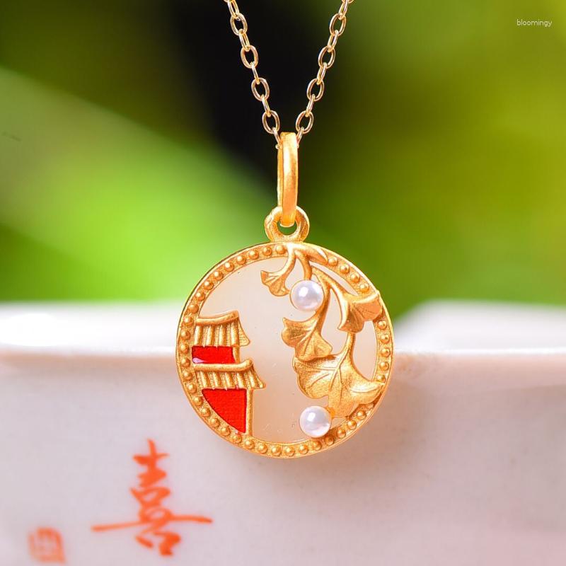 Chains Classic Circular Ginkgo Leaf Pearl Necklaces Pendant Court Style Vintage Clavicle Chain Jewelry Hanfu Accessories
Chains Classic Circular Ginkgo Leaf Pearl Necklaces Pendant Court Style Vintage Clavicle Chain Jewelry Hanfu Accessories