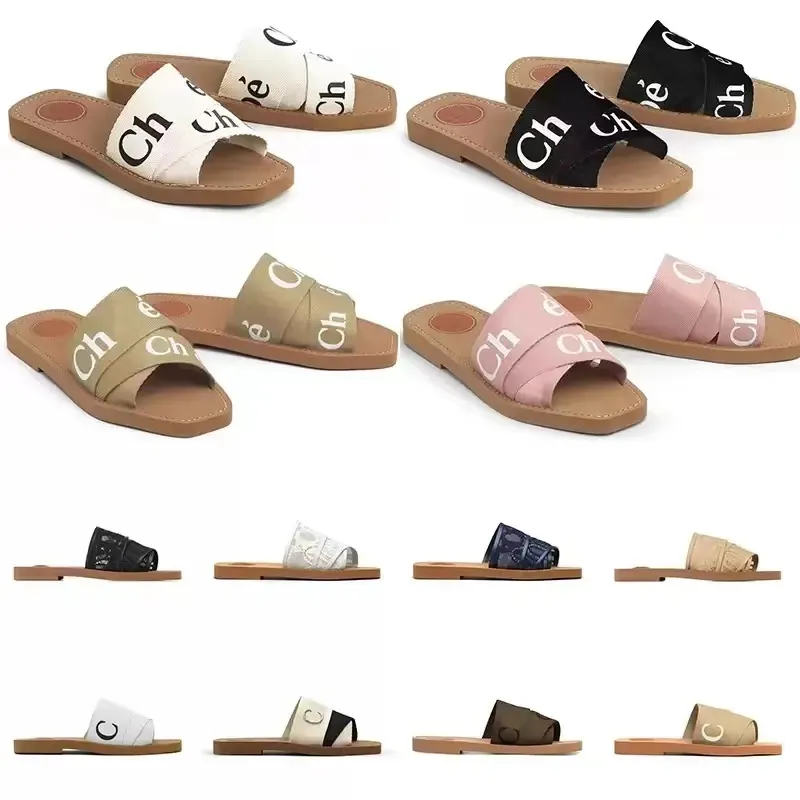 Women Designer Beach Slides Slippers Woody Flat Mule Canvas White Black Green Pink Sail Navy Blue Womens Summer Sandals Slipper Outdoor
Women Designer Beach Slides Slippers Woody Flat Mule Canvas White Black Green Pink Sail Navy Blue Womens Summer Sandals Slipper Outdoor