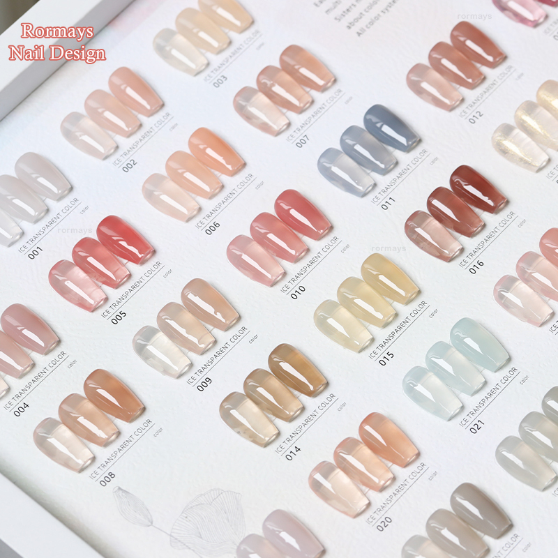 Rormays 30 Color Gel Nail Polish Set 15ML New Ice Transparent Jelly Semi Permanent Varnish Gel UV LED Immersion Primer Curry Nail Salon Gel Factory Wh