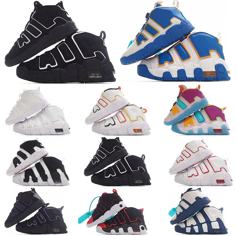 More Uptempos kids children basketball shoes boys girls up tempos scottie pippen sports sneakers Triple Black University Blue baby toddlers trainers shoe Eur 24-37.5