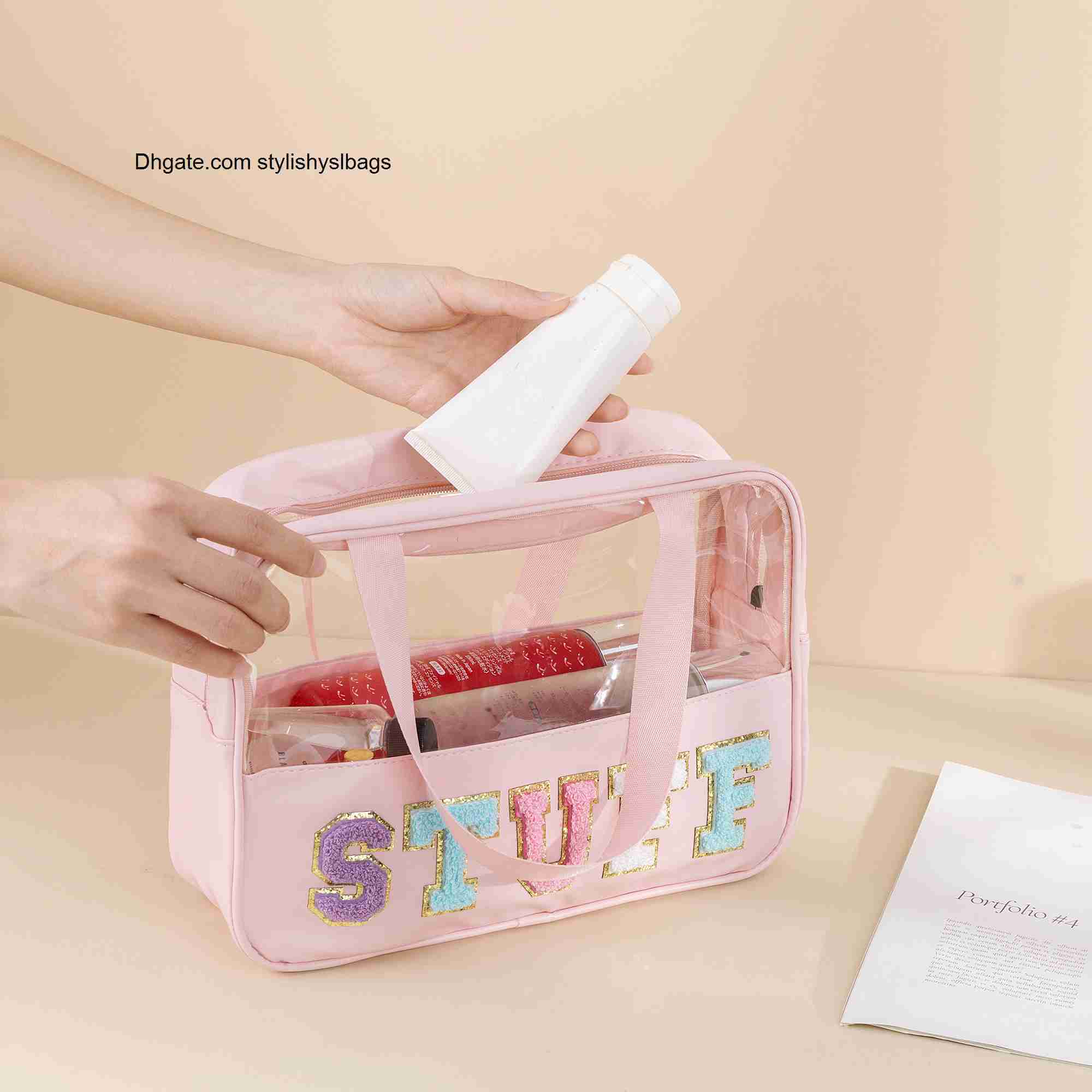 Cosmetic Bags Cases Clear Preppy STUFF Chenille Letter Patches Makeup Cosmetic Toieltry Bags Zipper Pouch with Handle, Pink
Cosmetic Bags Cases Clear Preppy STUFF Chenille Letter Patches Makeup Cosmetic Toieltry Bags Zipper Pouch with Handle, Pink