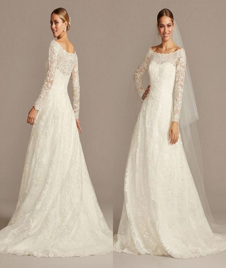 OLEG CASSINI OffTheShoulder Lace ALine Wedding Dress 2021 full lace applique long sleeve plus size sweep train wedding gown8868830, White
OLEG CASSINI OffTheShoulder Lace ALine Wedding Dress 2021 full lace applique long sleeve plus size sweep train wedding gown8868830, White
