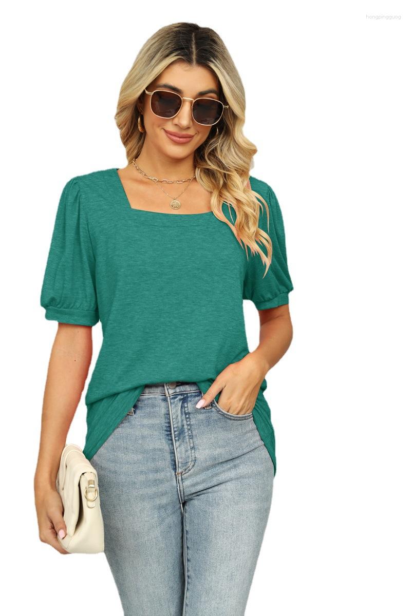 Women's T Shirts T-shirt Solid Square Neck Ruffled Short Sleeve Bubble Women's Underlay Shirt, Green
Women's T Shirts T-shirt Solid Square Neck Ruffled Short Sleeve Bubble Women's Underlay Shirt, Green