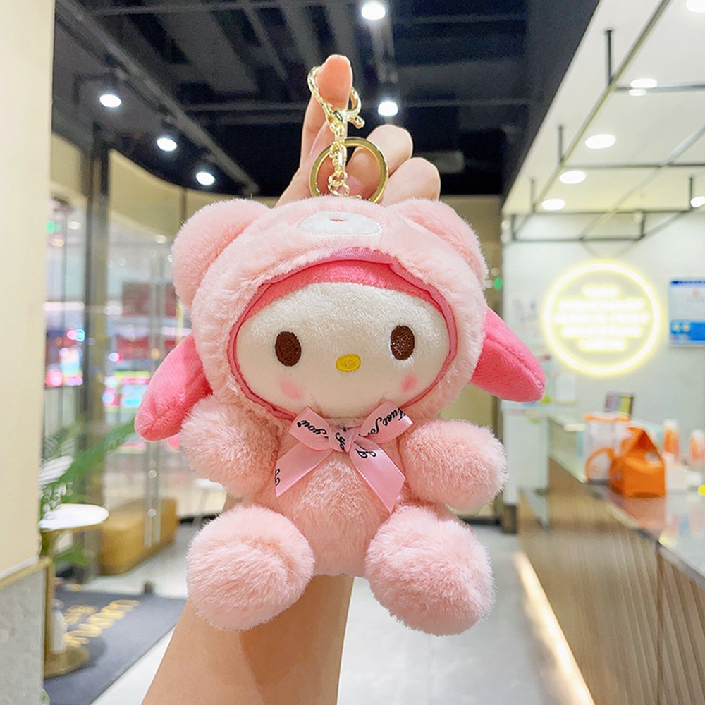 11cm Cartoon Kawaii My Melody Cinnamoroll Plush Toy Doll Cat Rabbit Dog Anime Stuffed Animals Keychains Small Pendant 2133