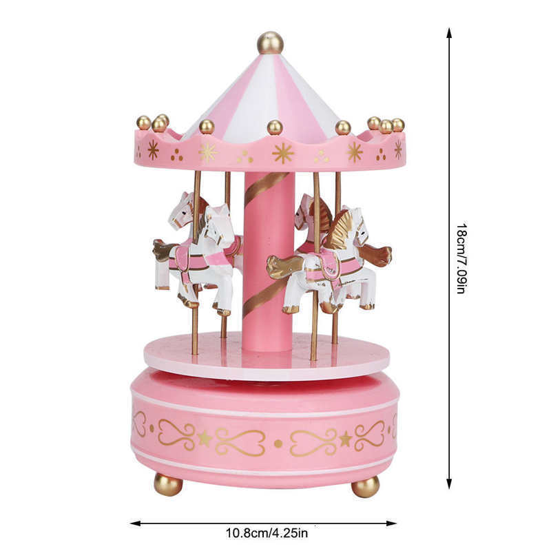Novelty Items Merry-go-round Music Boxes Wooden Horse Roundabout Carousel Musical Box Plastic Christmas Gift Horse Carousel Box Home Decor 230621