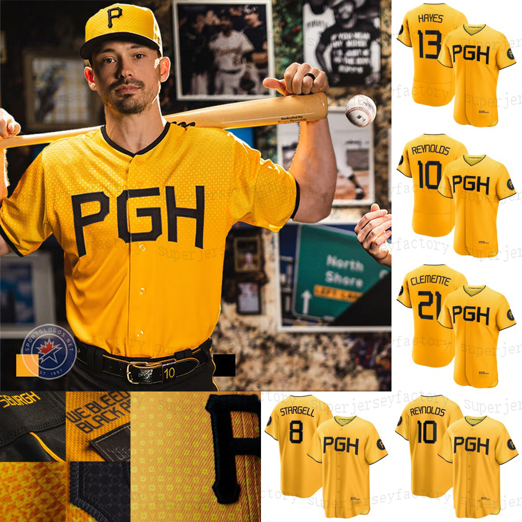 Pirates 2023 City Connect Jersey McCutchen Bryan Reynolds Jack Suwinski Ke'Bryan Hayes Jack Suwinski Rodolfo Castro Mitch Keller Willie Stargell Roberto Clemente, Black champions
Pirates 2023 City Connect Jersey McCutchen Bryan Reynolds Jack Suwinski Ke'Bryan Hayes Jack Suwinski Rodolfo Castro Mitch Keller Willie Stargell Roberto Clemente, Black champions