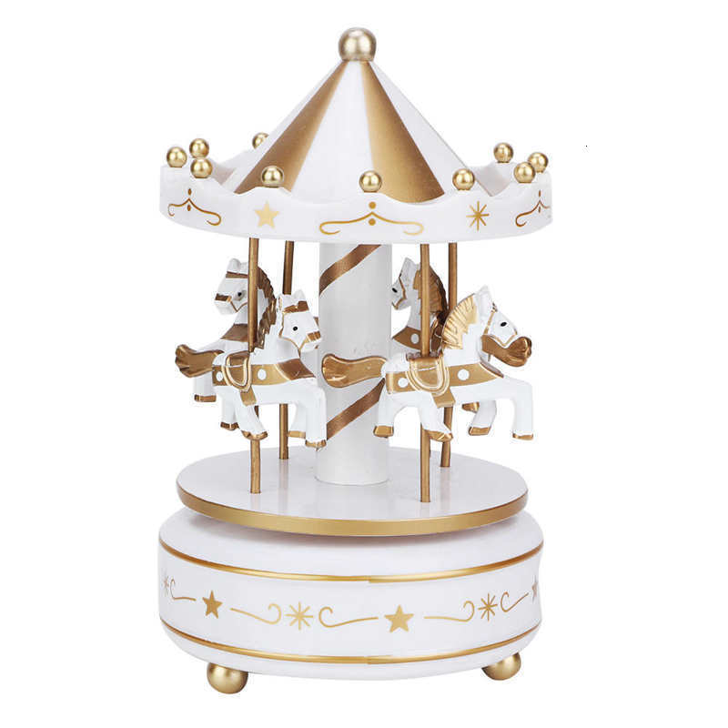 Novelty Items Merry-go-round Music Boxes Wooden Horse Roundabout Carousel Musical Box Plastic Christmas Gift Horse Carousel Box Home Decor 230621