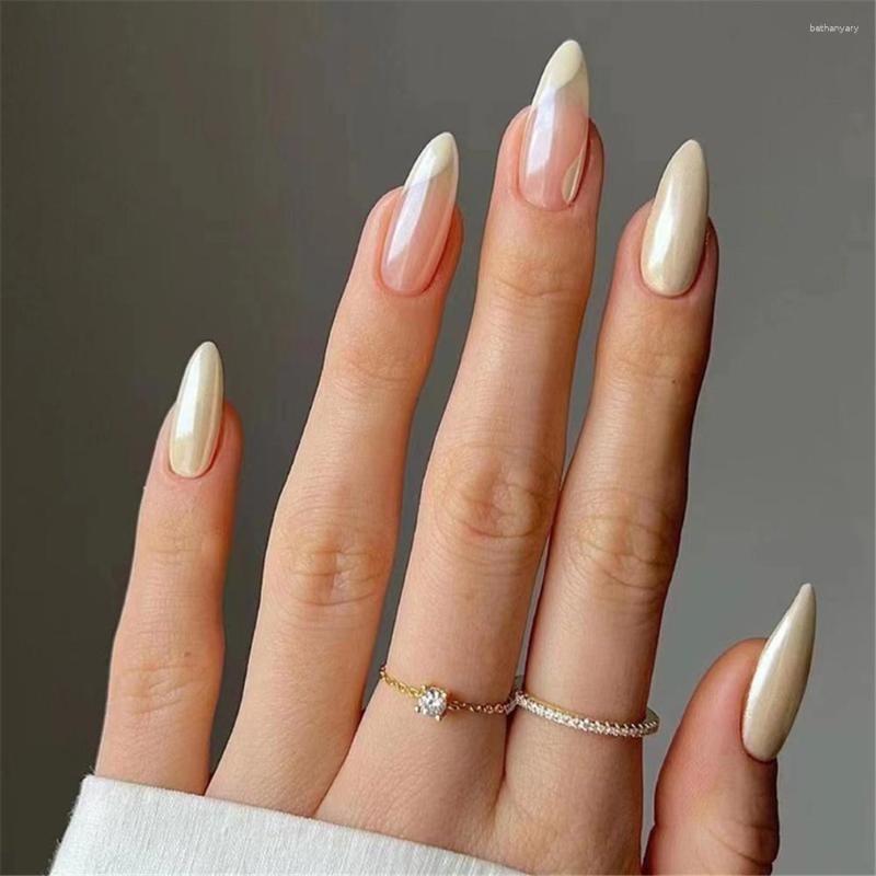 False Nails Fashion Elegant Pearlescent Color Fake Nail Tips With Designs Wearable Set Press On French Almond Manicure, 01
False Nails Fashion Elegant Pearlescent Color Fake Nail Tips With Designs Wearable Set Press On French Almond Manicure, 01