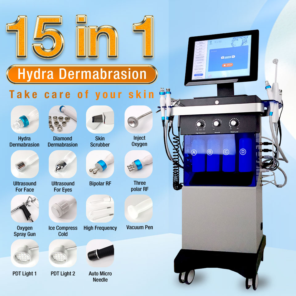 15 in 1 Hydra Water Peel Microdermabrasion Machine Skin Rejuvenation Facial Care Hydro Dermabrasion Facial Clean Oxygen Jet