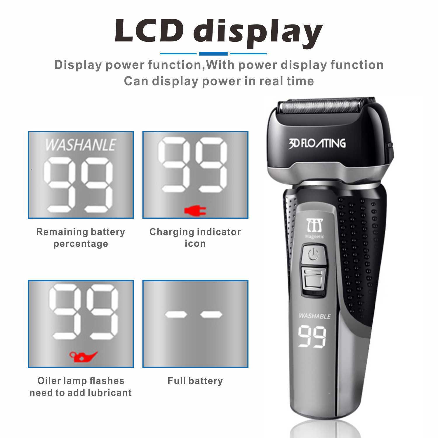 Electric Shavers Professional Shaver Quick Charge Rechargeable Powerful for Men 3D Washable Electric Razor Wet Dry Face Beard Shaving Machine 230621