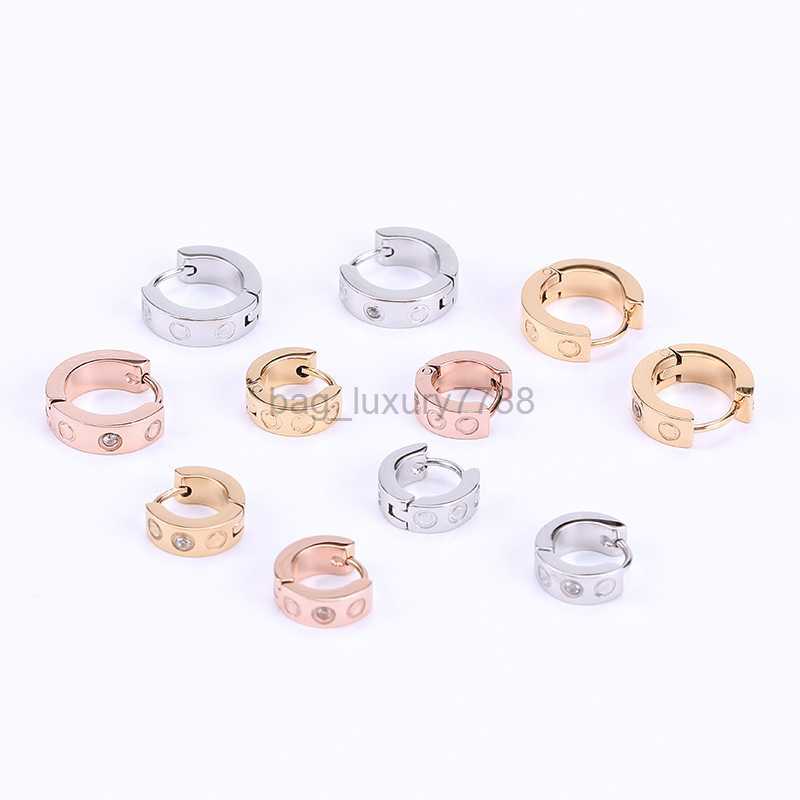 Titanium steel stud earring for woman exquisite simple fashion C diamond ring lady earrings jewelry gift
