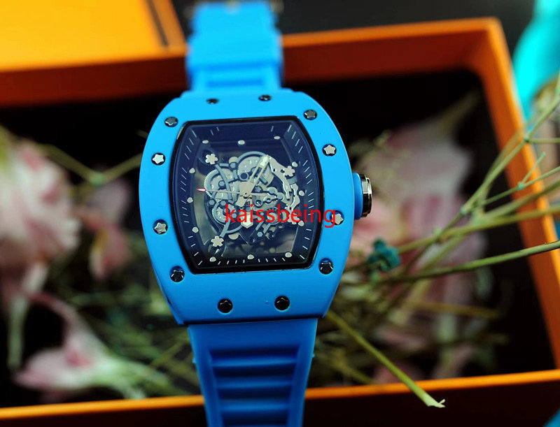 2023 Automatic motion 3-pin waterproof full function men's watch top brand luxury ceramic rim men's hollowed out quartz watch 202