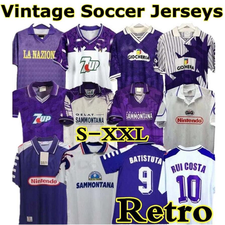 

BATISTUTA 1998 1999 Fiorentinas Retro Soccer Jerseys BIGICA RUI COSTA 98 99 R.BAGGIO Football Shirt 2000 DUNGA 79 80 84 89 90 91 92 93 94 95 96 97 EDMUNDO Camisas de Futebol